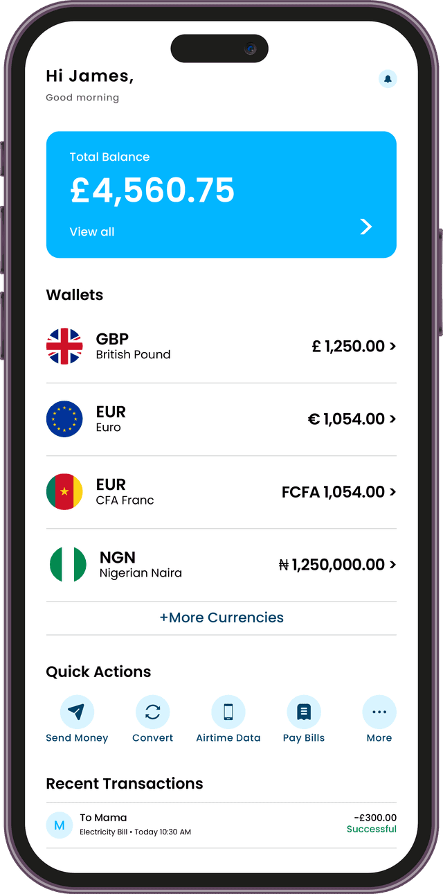 KiiBank multi-currency dashboard